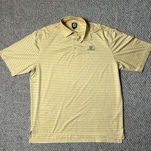 Footjoy Golf Polo Men’s XL Yellow Stripes Heritage Club Embroidered
